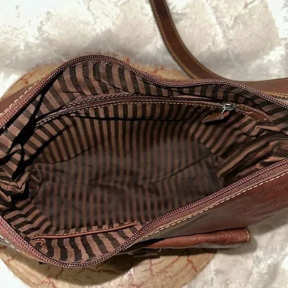 Rare Jack Georges Medium Brown Genuine Leather Vintage Messenger Crossbody Bag